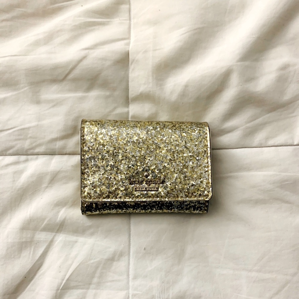 Kate Spade Gold Glitter Bug Darla Wallet